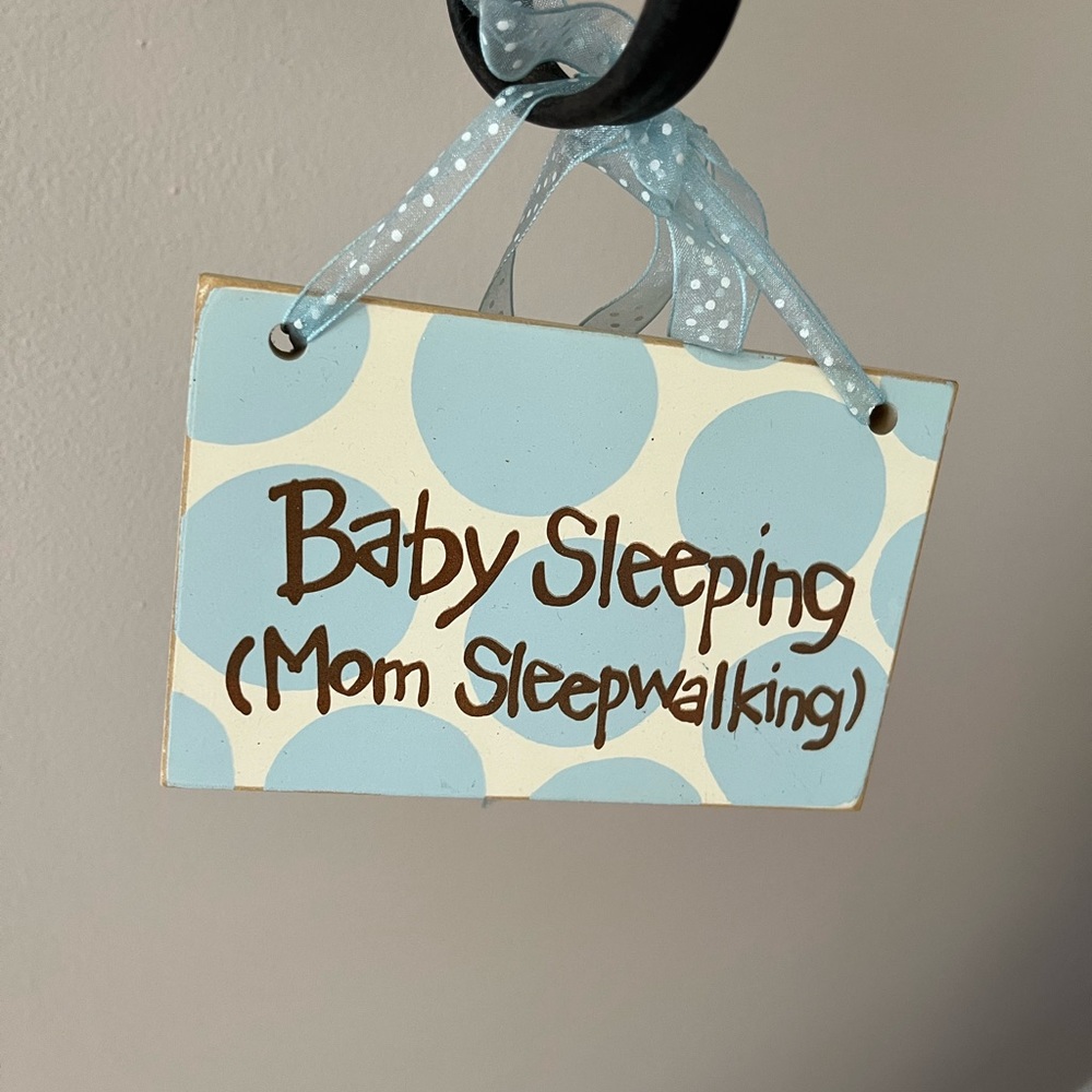 Baby Door Hanger-Blue/Brown-wood